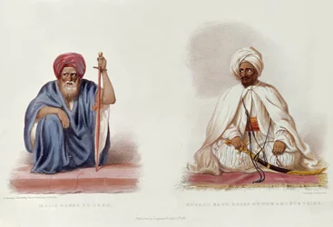Melik Nussr Ed Deen et Sheakh Sayd, chef de la tribu Ababde, illustration de Voyages en Éthiopie par G.A. Hoskins